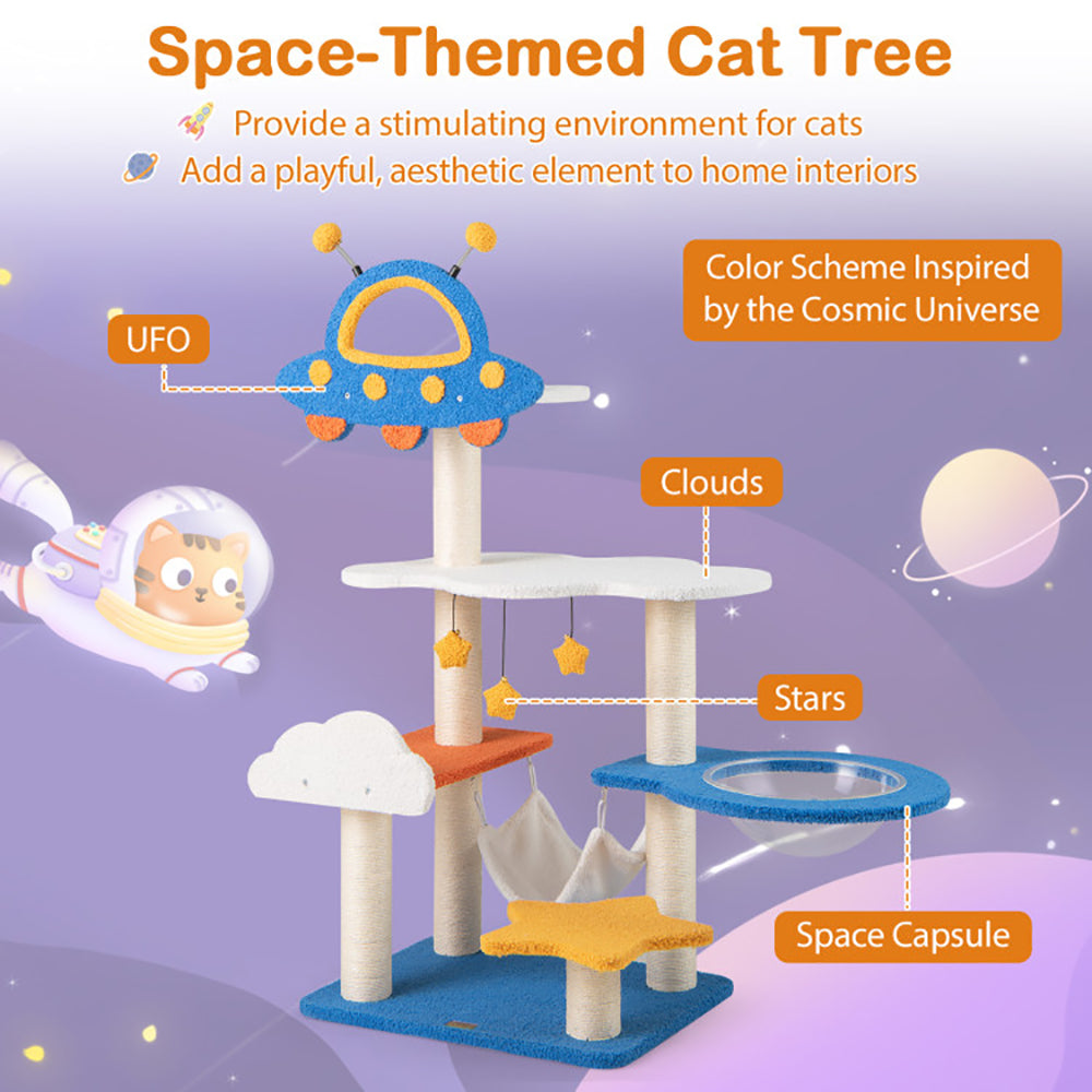 Colorful Spaced Themed Cat Tower