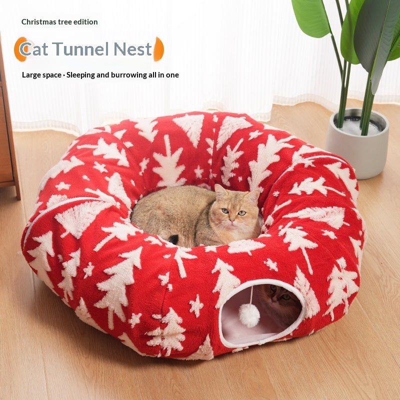 Christmas Tunnel Cat Nest