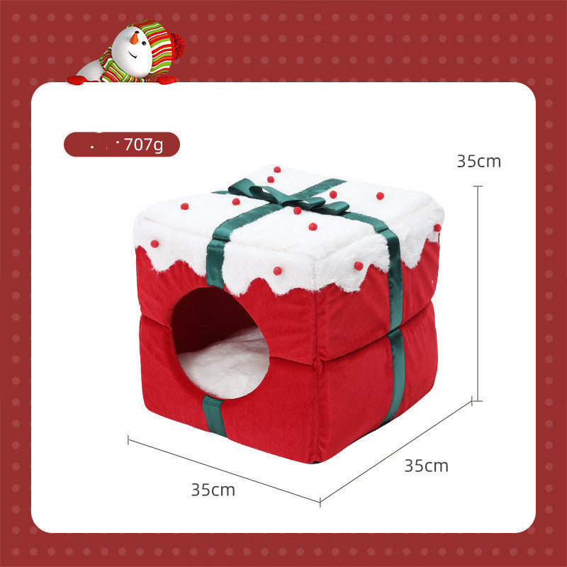 Christmas Enclosed Pet Bed