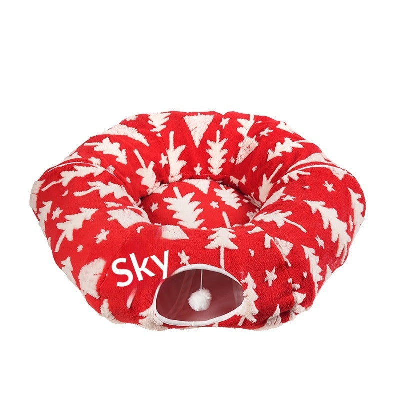 Christmas Tunnel Cat Nest