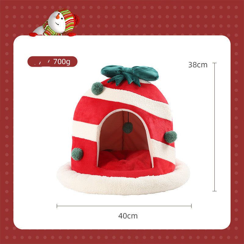 Christmas Enclosed Pet Bed